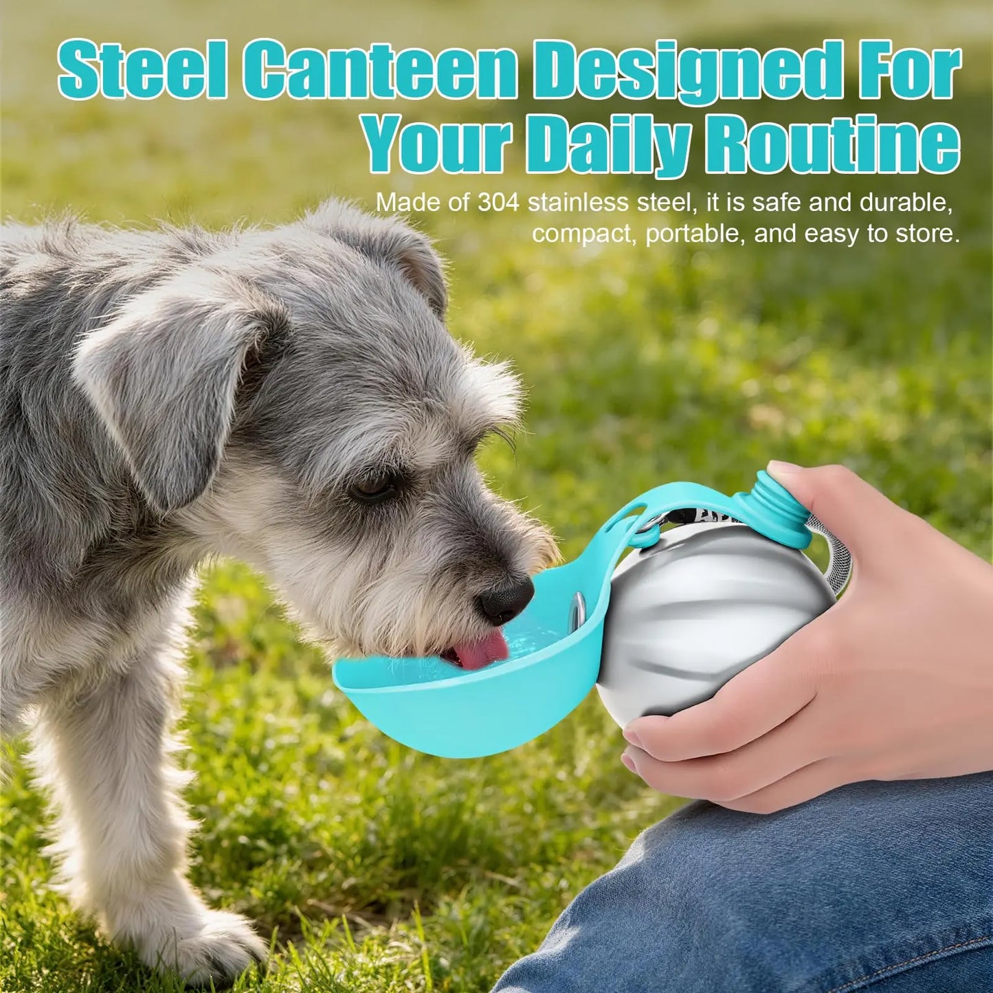 Lumikata 2-In-1 Portable Dog Water Bottle & Foldable Bowl - Leak-Proof Stainless Steel for Small Dogs - Ideal for Walks & Feedings!