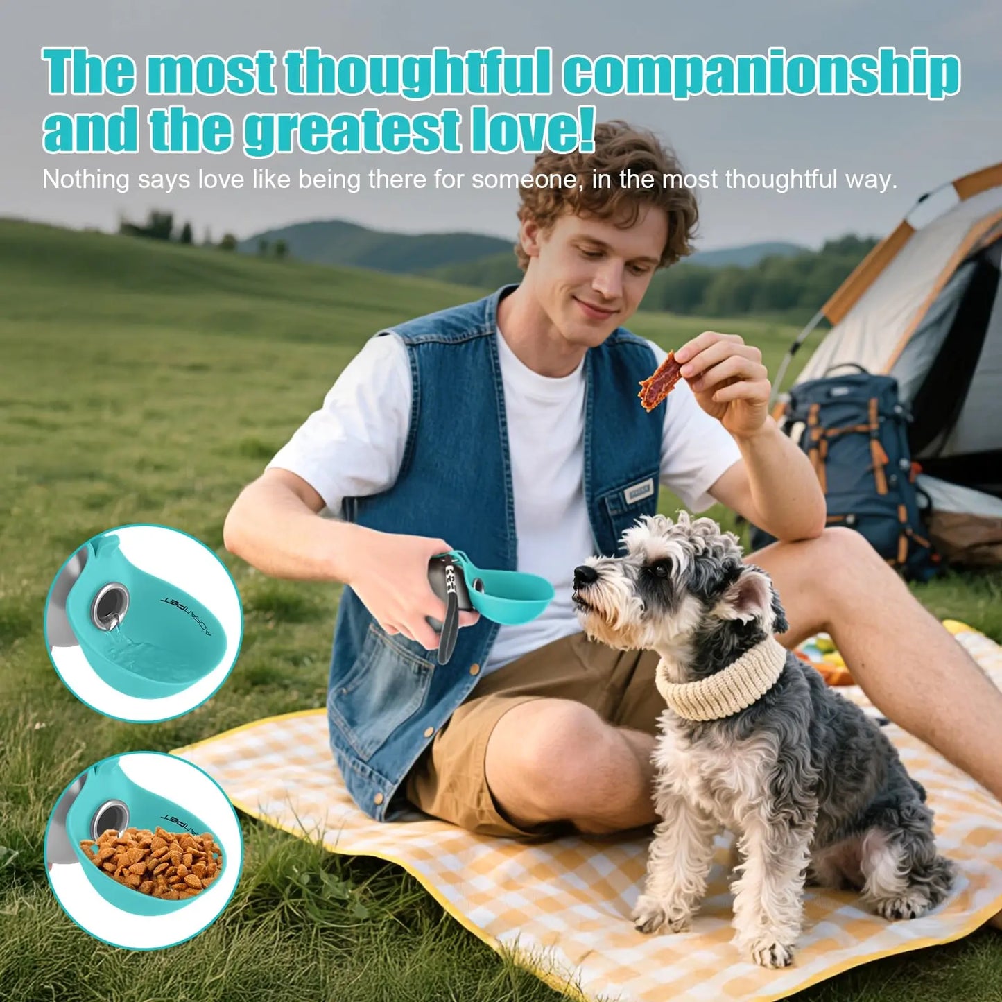 Lumikata 2-In-1 Portable Dog Water Bottle & Foldable Bowl - Leak-Proof Stainless Steel for Small Dogs - Ideal for Walks & Feedings!